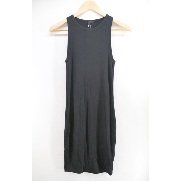 Quince Tencel Rib Knit Sleeveless Black Mini Dress Women's Size S - Picture 2 of 9